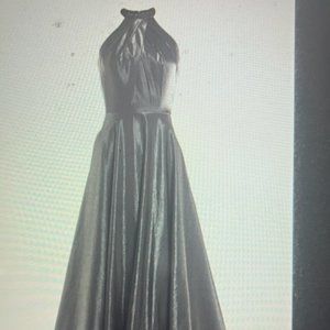LA FEMME Beaded Halter A line long dress